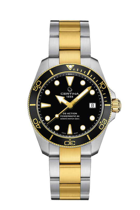 Certina DS Action Diver 38mm Powermatic 80 Adult Two-tone/Silver and Gold-tone Bracelet Quartz Watch - C032.807.22.051.00