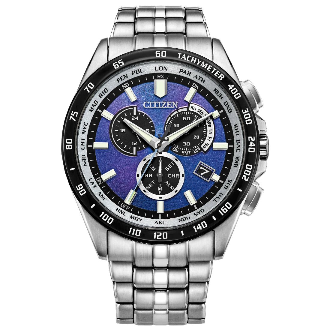 Citizen Perpetual Chrono A-T Men's Silver Bracelet Eco-Drive Watch - CB5874-81L