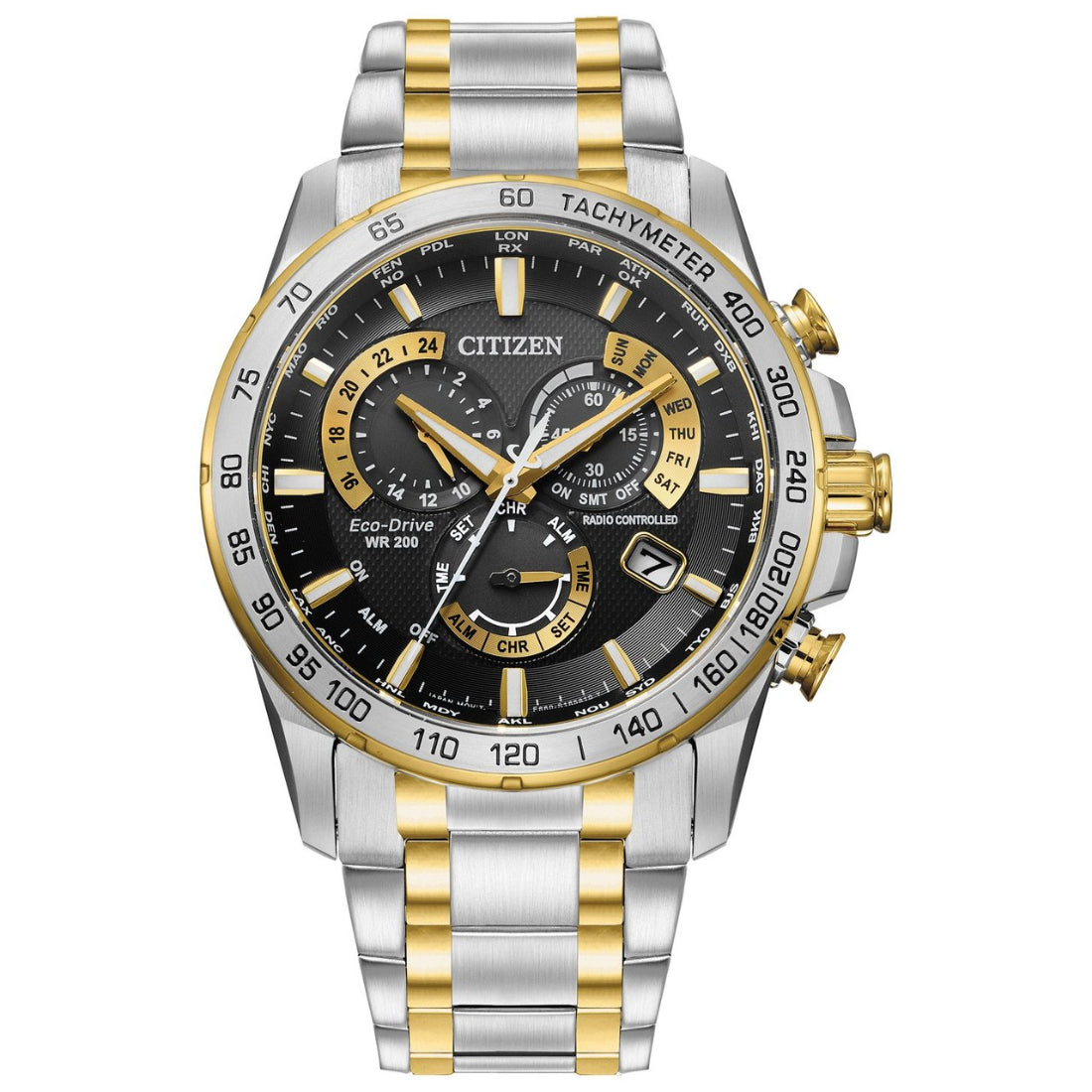 Citizen PCAT (Perpetual Calendar Atomic Timekeeping) Men's Two-tone/Silver and Gold-tone Bracelet Quartz Watch - CB5895-57L