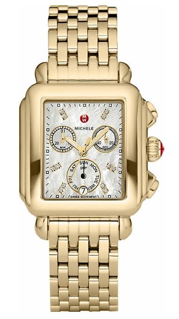 Michele Deco Day Diamond Yellow Gold-tone Ladies Watch MWW06P000016