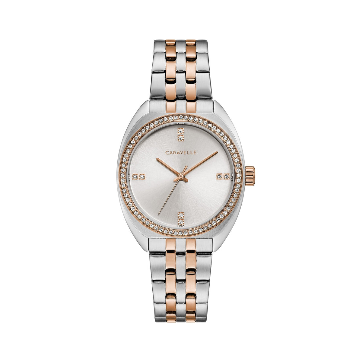 Bulova Caravelle by Bulova Retro Women's Two-tone/Silver and Rose Gold-tone Bracelet Quartz Watch - 45L180