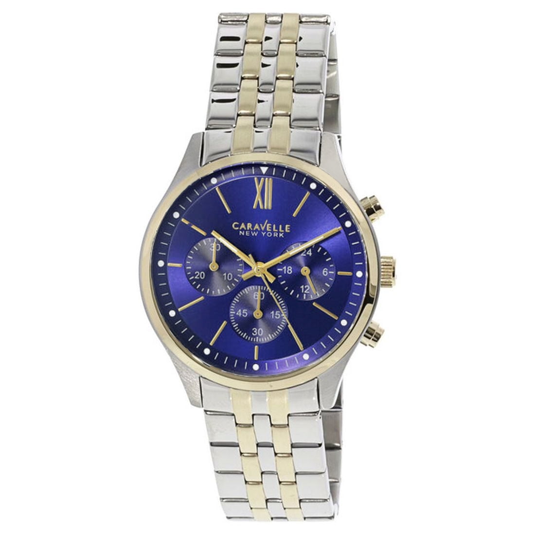 Caravelle Dress Chrono Men's Two-tone/Silver and Gold Bracelet Quartz Watch - 45A131