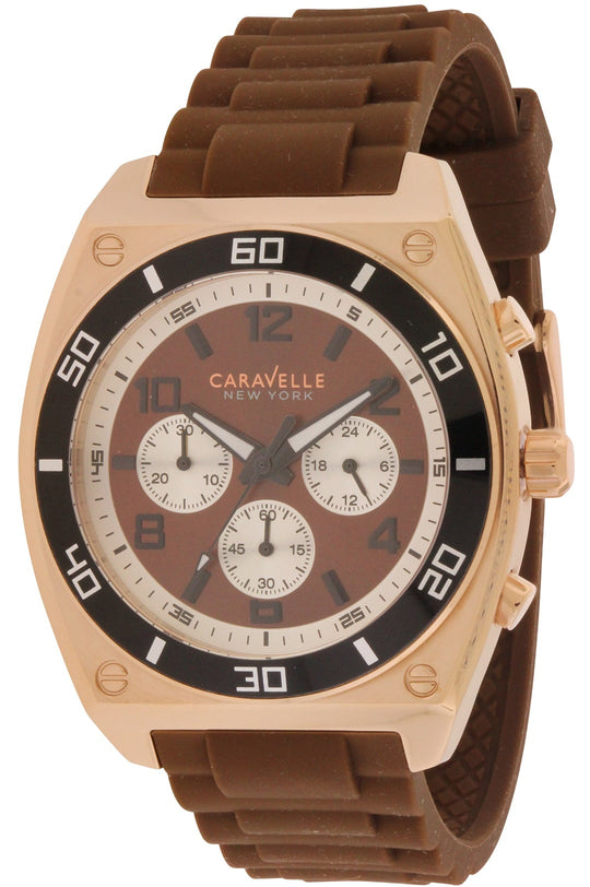 Bulova Caravelle New York Chronograph Men's Brown Strap Quartz Watch - 45A114