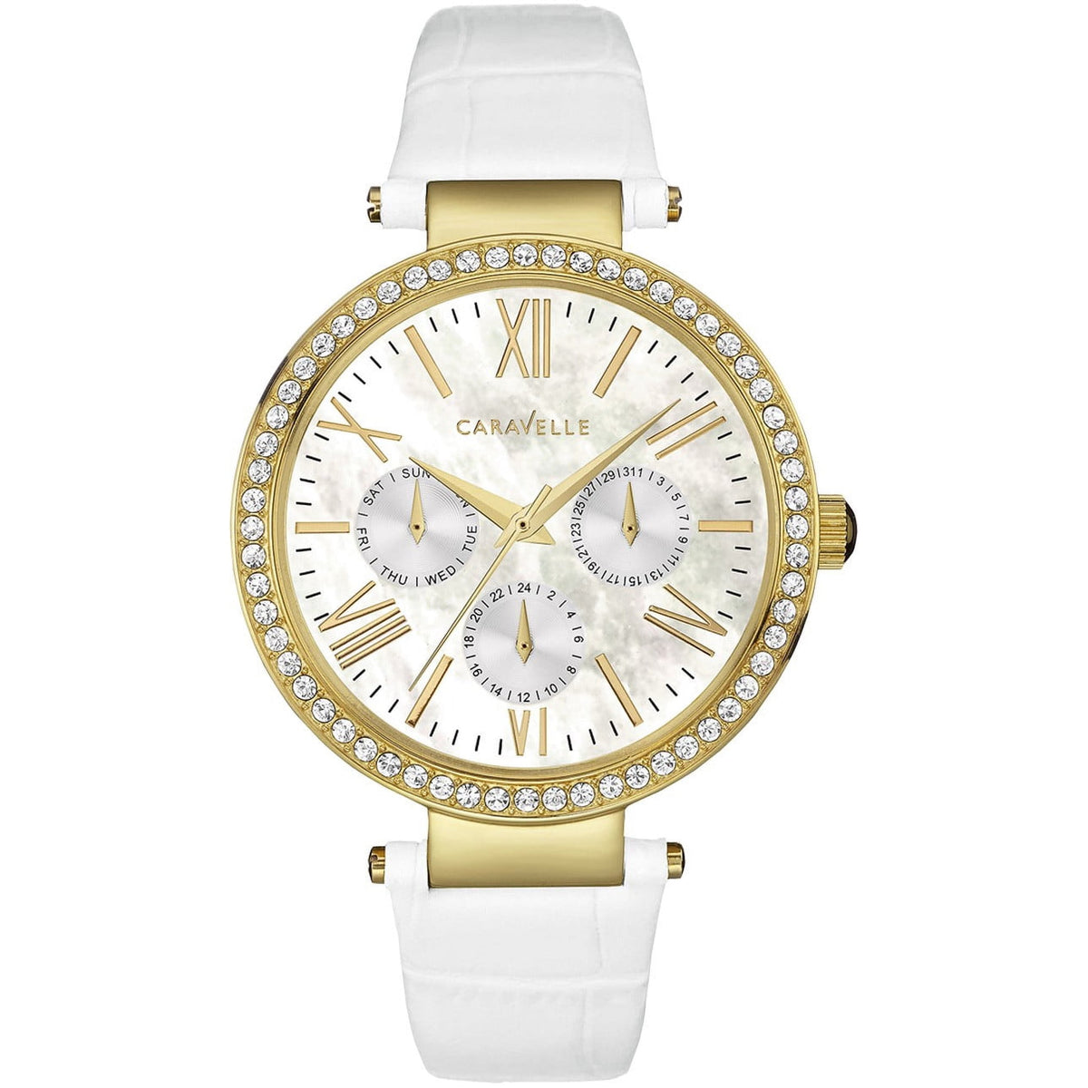 Caravelle New York Women's White Strap Quartz Watch - 44N104