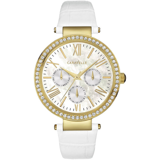 Caravelle New York Women's White Strap Quartz Watch - 44N104