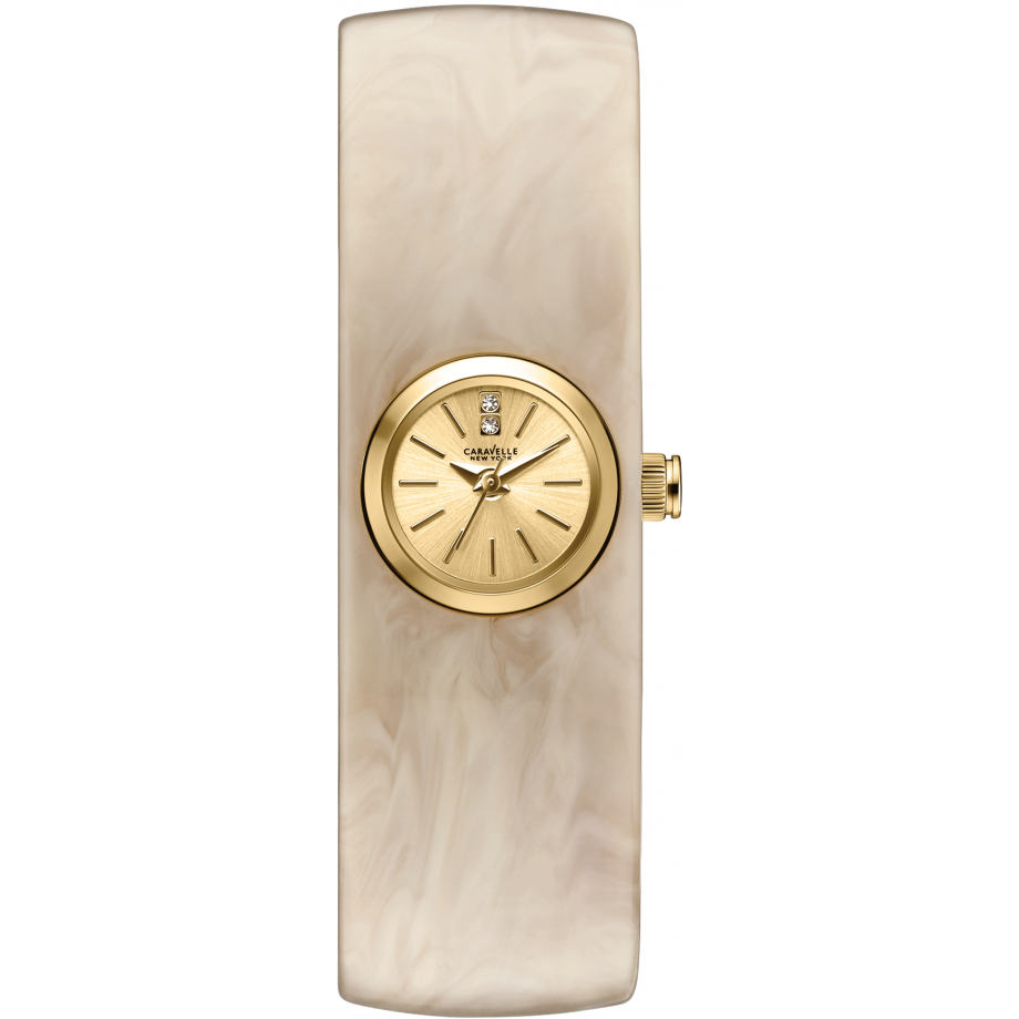 Caravelle New York Bangle Women's Beige Bangle Bracelet Quartz Watch - 44L136