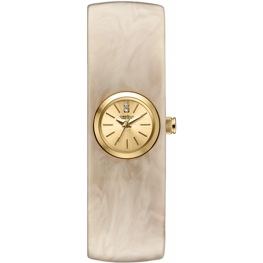 Caravelle New York Bangle Women's Beige Bangle Bracelet Quartz Watch - 44L136