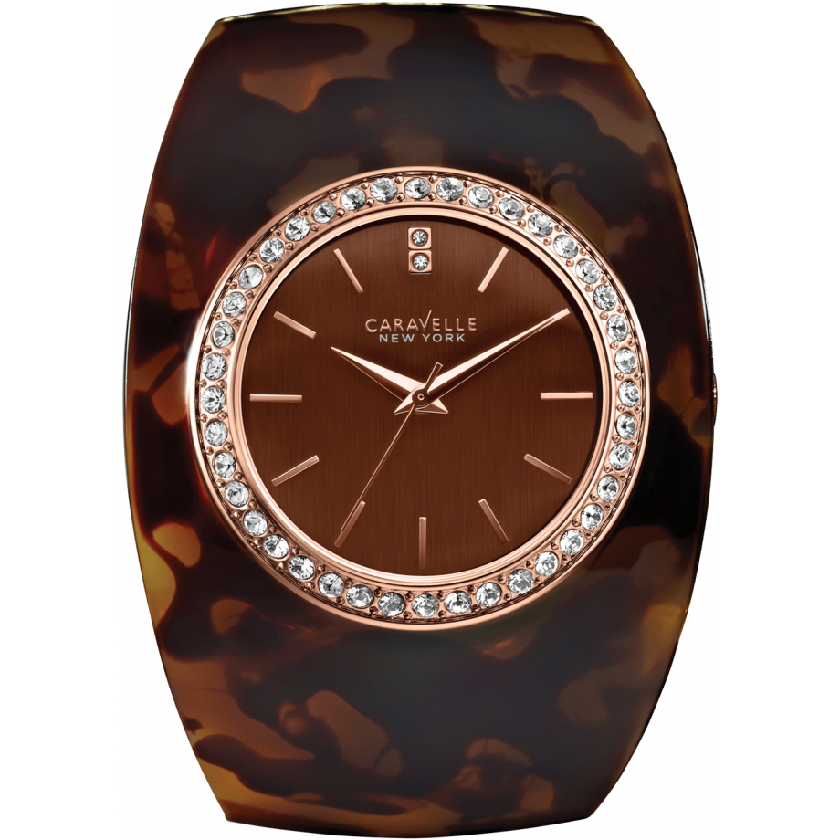 Caravelle New York Women's Tortoise Brown Bangle Bracelet Quartz Watch - 44L140