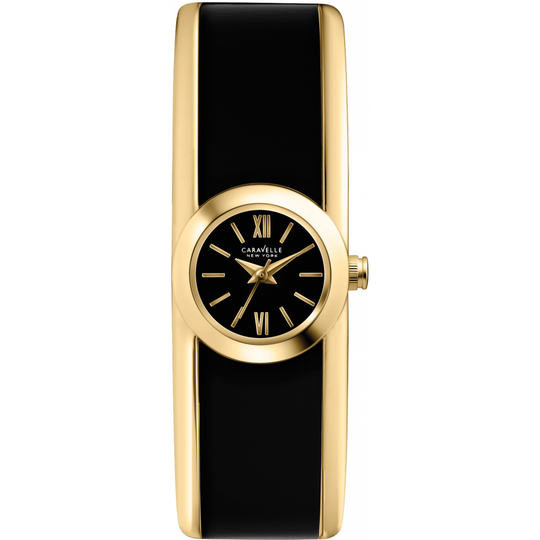 Caravelle New York Bangle Women's Two-tone/Black and Yellow Gold Bangle Bracelet Quartz Watch - 44L147