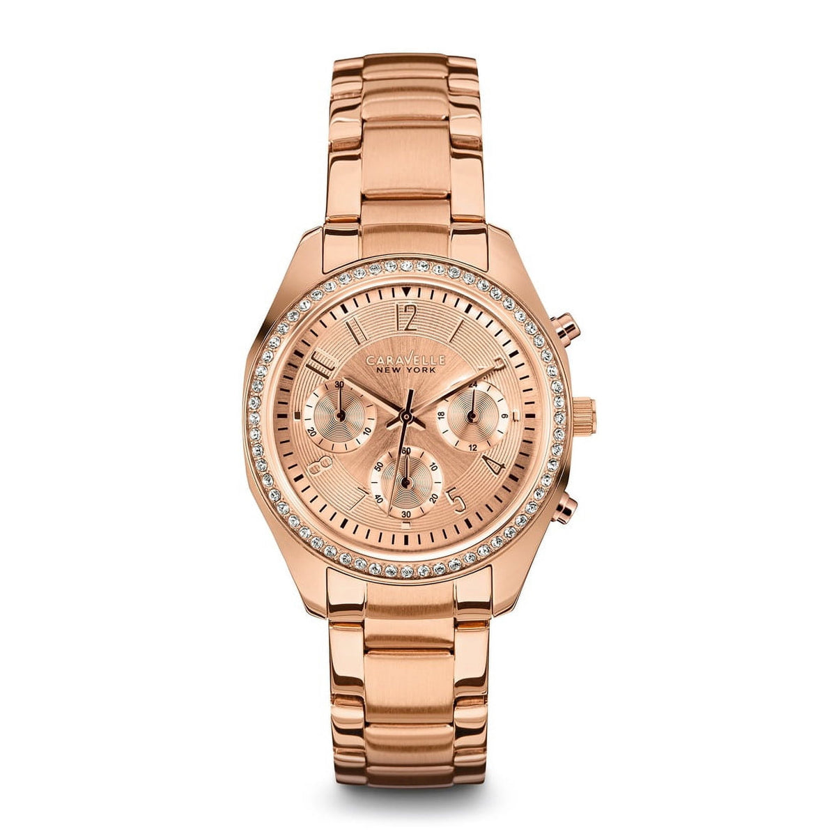 Caravelle Chronograph Collection Women's Rose Gold-tone Bracelet Quartz Watch - 44L117