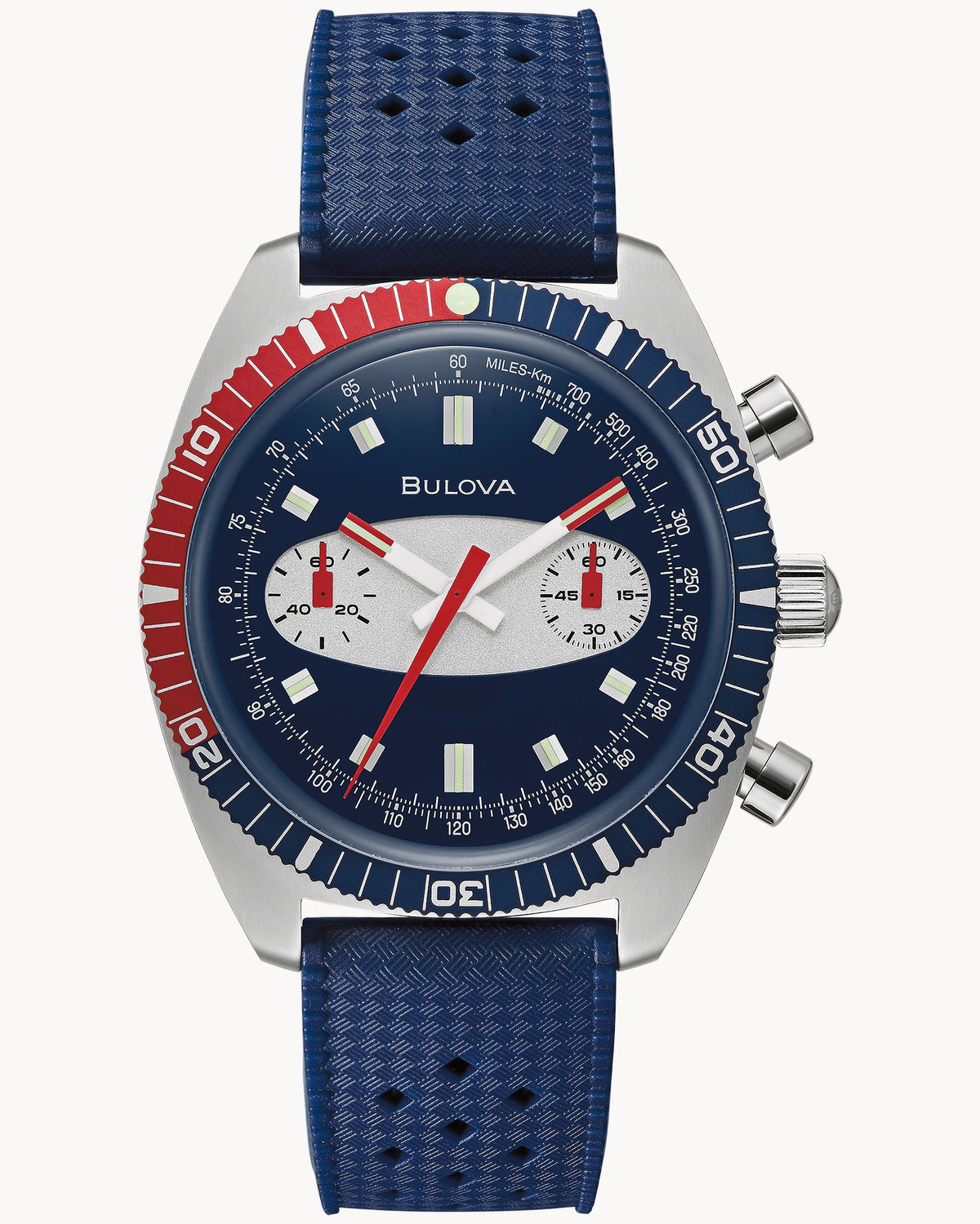 Bulova Chronograph A "Surfboard" – Archive Series Men's Blue Strap Quartz Watch - 98A253