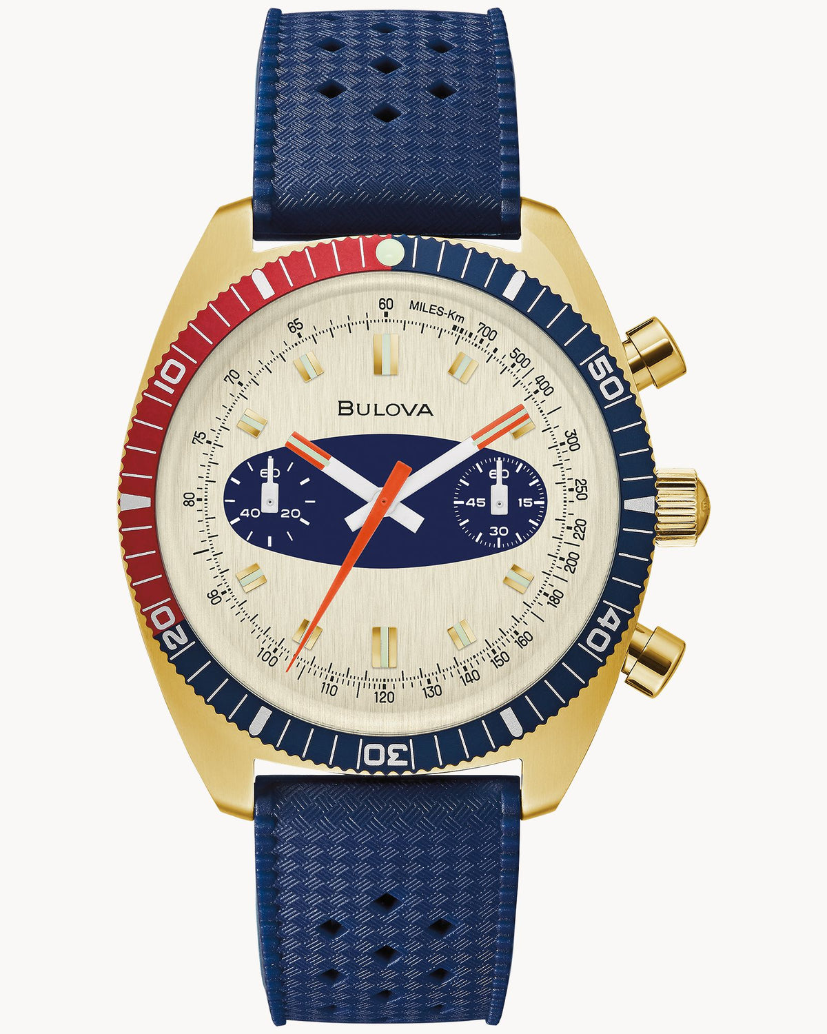 Bulova Chronograph A "Surfboard" – Archive Series Men's Blue Strap Quartz Watch - 98A256