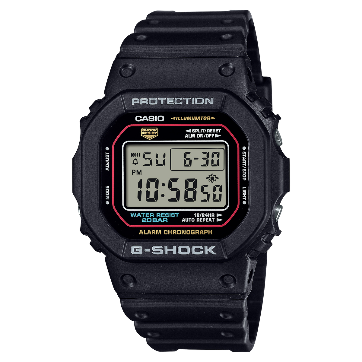 Casio G-SHOCK Digital 5600 Series Unisex Black Strap Quartz Watch - DW5600RL-1