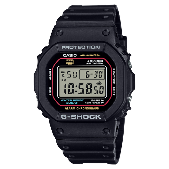 Casio G-SHOCK Digital 5600 Series Unisex Black Strap Quartz Watch - DW5600RL-1