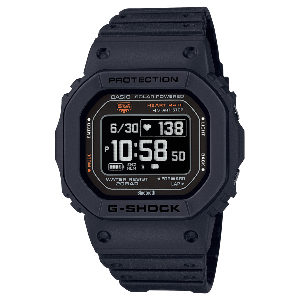 Casio G-SHOCK G-SQUAD 5600 Series Unisex Black Strap Quartz Watch - DWH5600-1
