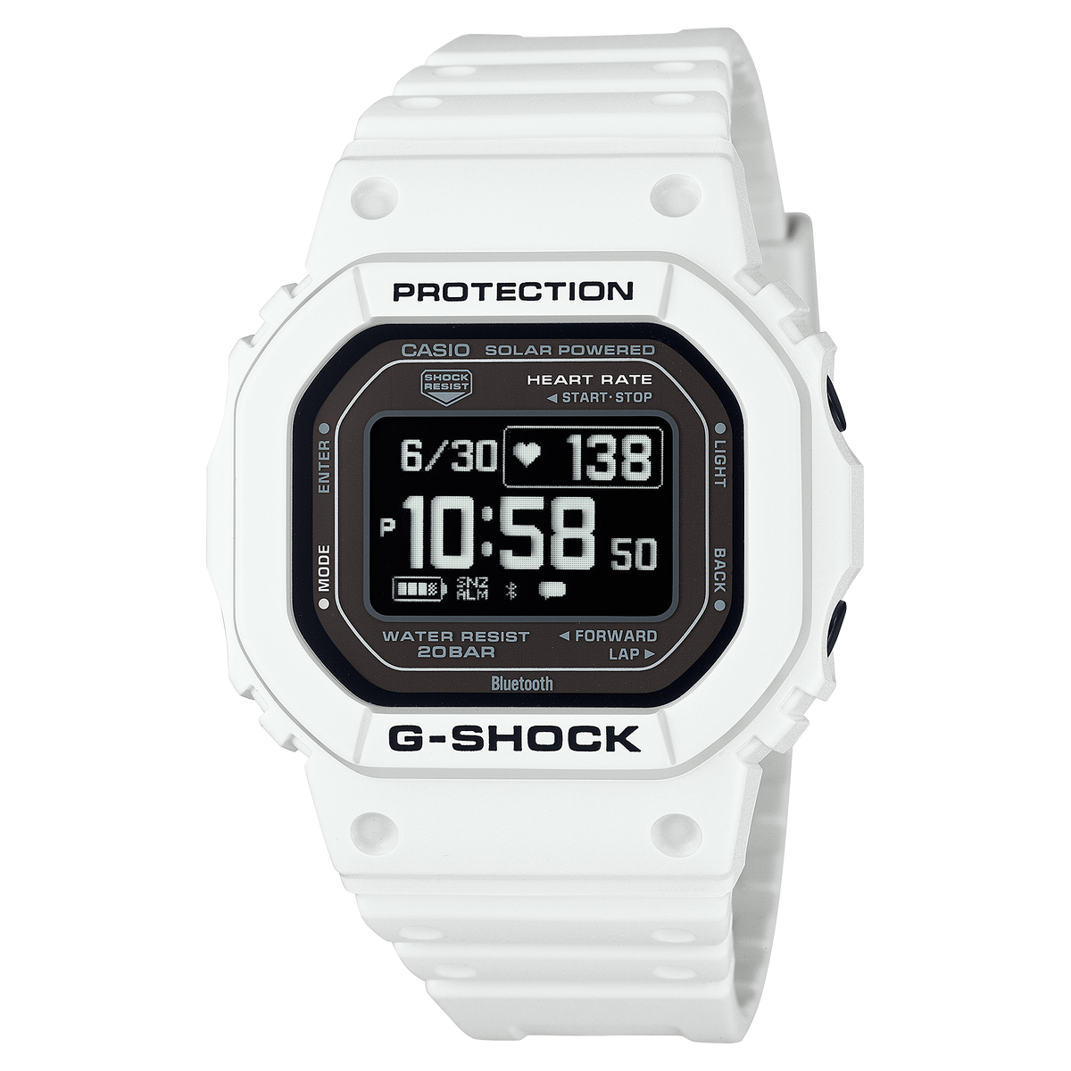 Casio G-SHOCK G-SQUAD 5600 Series Unisex White with Black Accents Strap Quartz Watch - DWH5600-7