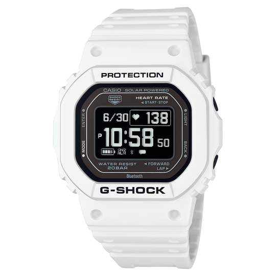 Casio G-SHOCK G-SQUAD 5600 Series Unisex White with Black Accents Strap Quartz Watch - DWH5600-7