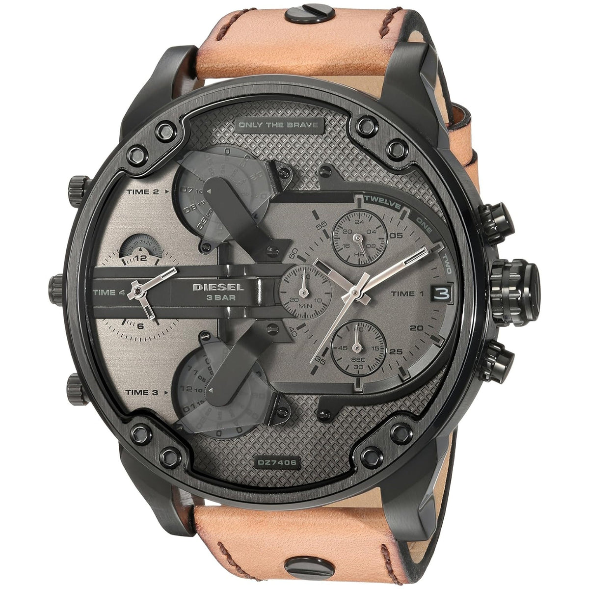 Diesel Men&#39;s DZ7406 Brown Leather Watch