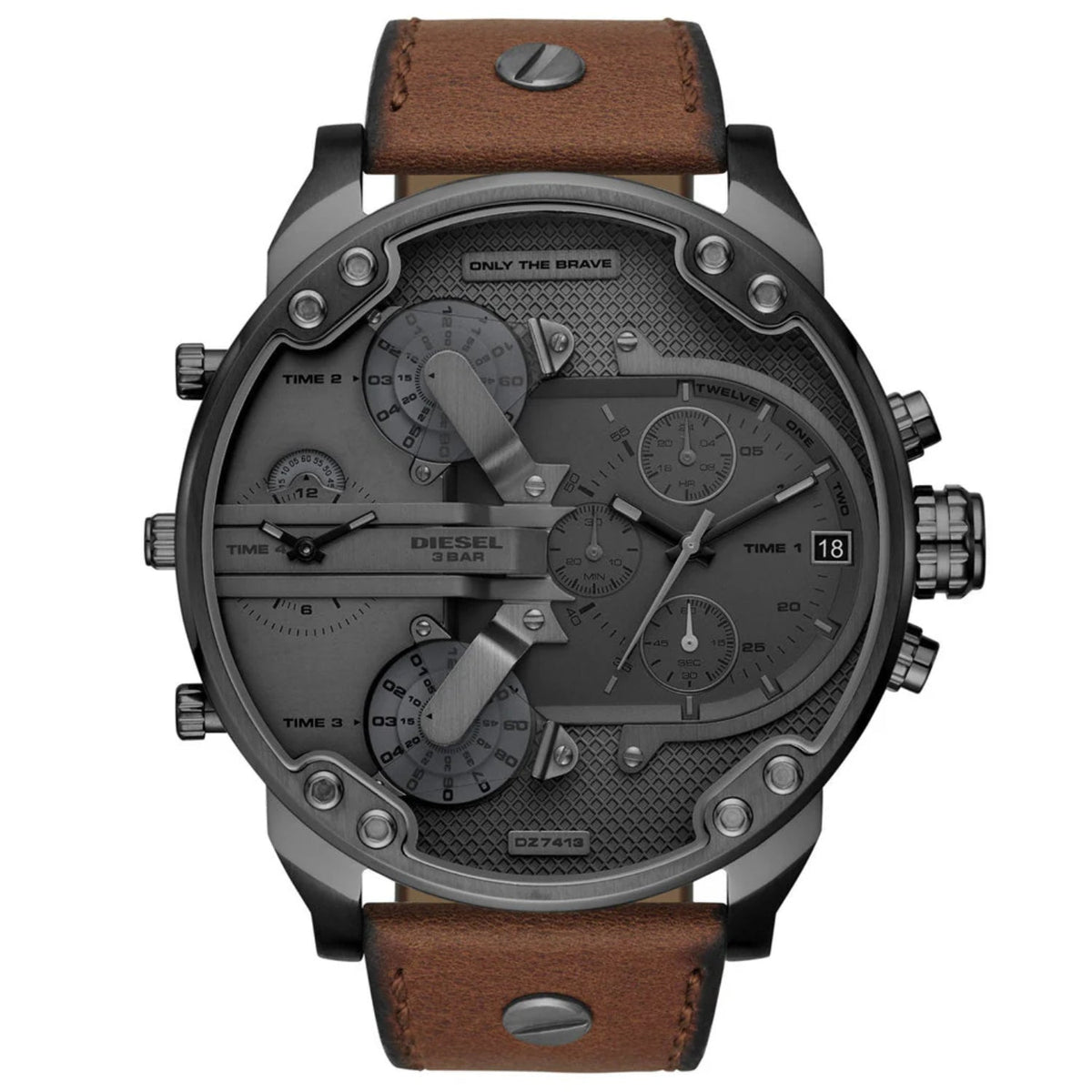 Diesel Men&#39;s DZ7413 Brown Leather Watch
