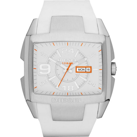 Diesel Bugout Men's White (Orange underside) Strap Quartz Watch - DZ4286
