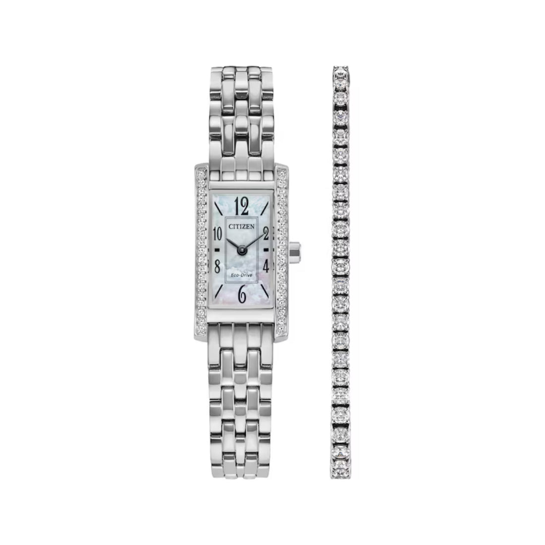 Citizen Petite Palidoro Women's Silver Bracelet Quartz Watch & Bracelet Set - EG7110-54D