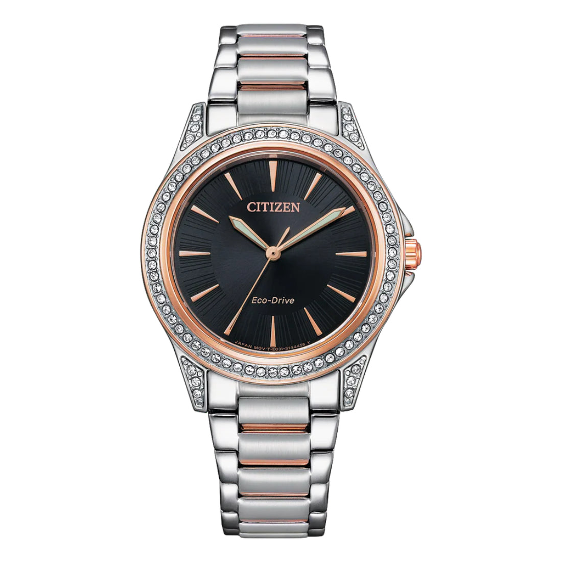 Citizen Silhouette Crystal Women's Two-tone/Silver and Rose Gold-tone Bracelet Quartz Watch - EM0946-58E