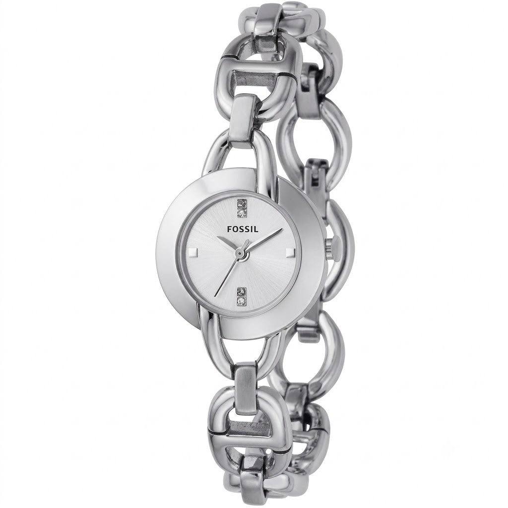 Fossil Linked Bracelet Series Women's Silver Bracelet Quartz Watch - ES2354