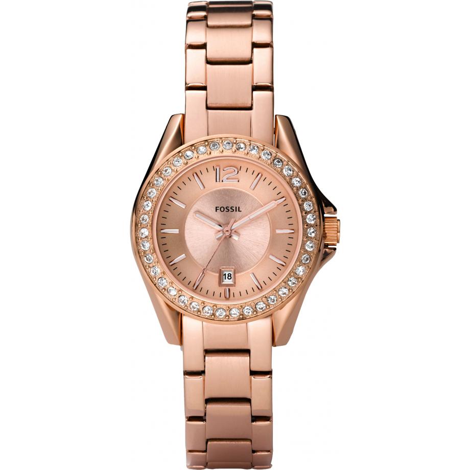 Fossil Riley Mini Women's Rose Gold-tone Bracelet Quartz Watch - ES2889