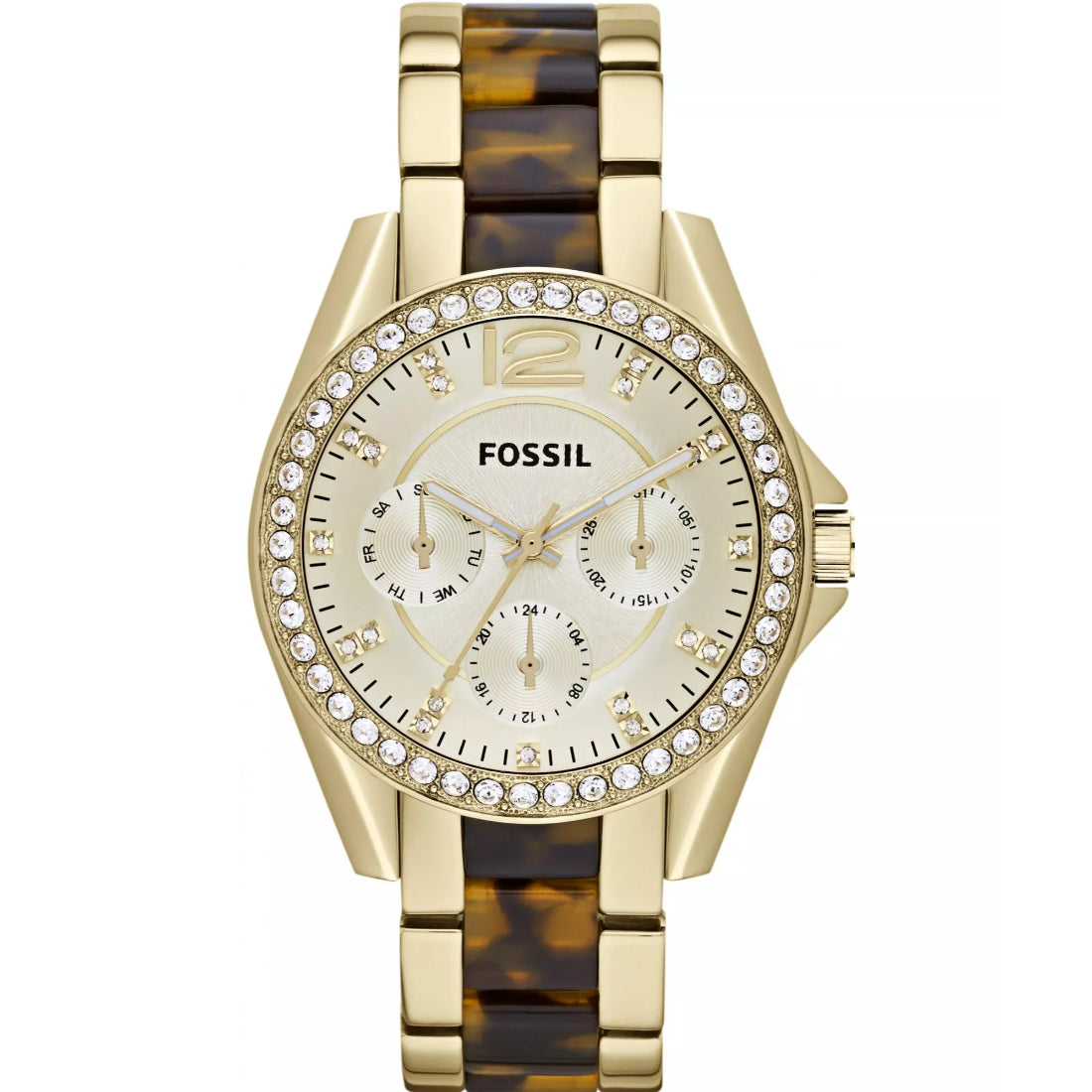 Fossil Riley Women's Gold / Tortoise Bracelet Quartz Watch - ES3343