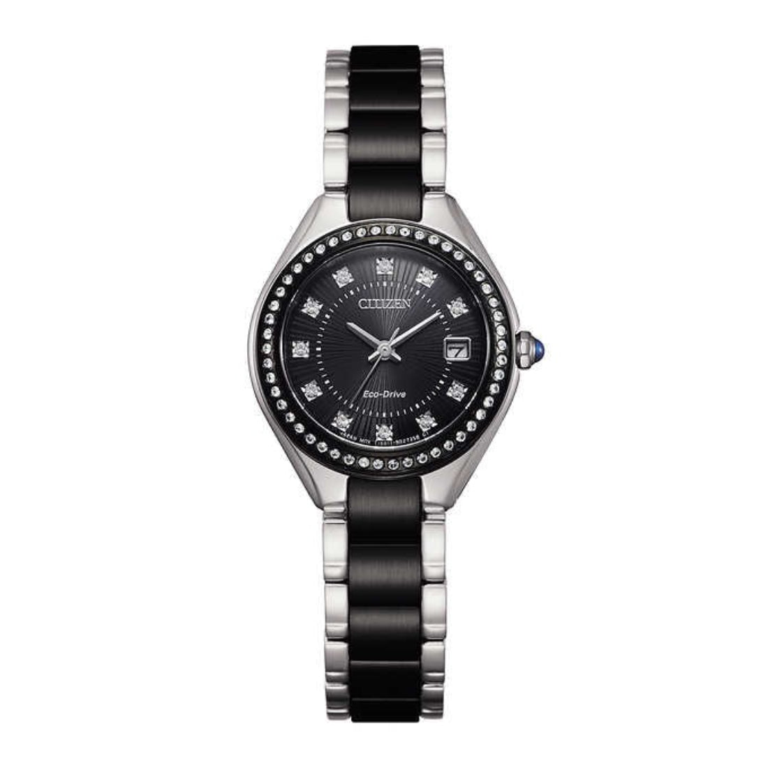 Citizen Silhouette Crystal Women's Two-tone/Black and Silver Bracelet Quartz Watch - EW2559-51E