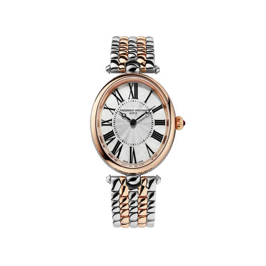 Frederique Constant Classics Art Deco Oval Women's Two-tone/Silver and Rose Gold-tone Bracelet Quartz Watch - FC-200MPW2V2B