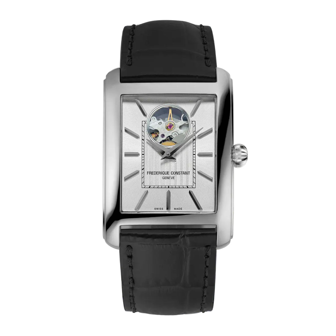 Frederique Constant Classics Carrée Heart Beat Automatic Men's Black Strap Quartz Watch - FC-311S4C6