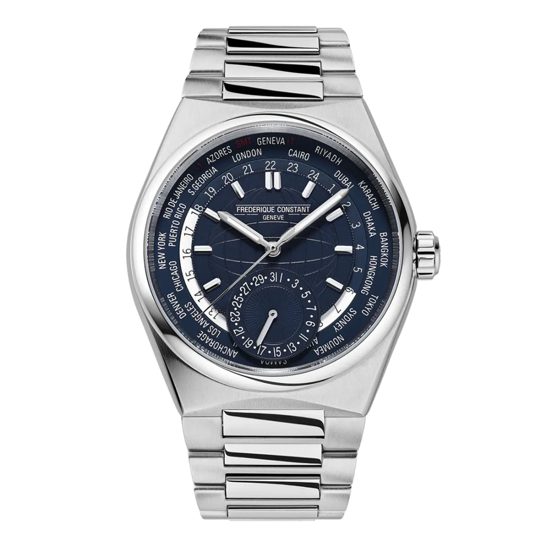 Frederique Constant Highlife Worldtimer Manufacture Men's Silver Bracelet Quartz Watch - FC-718N4NH6B