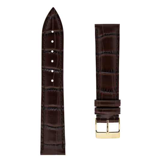 Frederique Constant Brown Cow Leather With Crocodile Pattern Embossing 20×18 FCS-DBR20X18