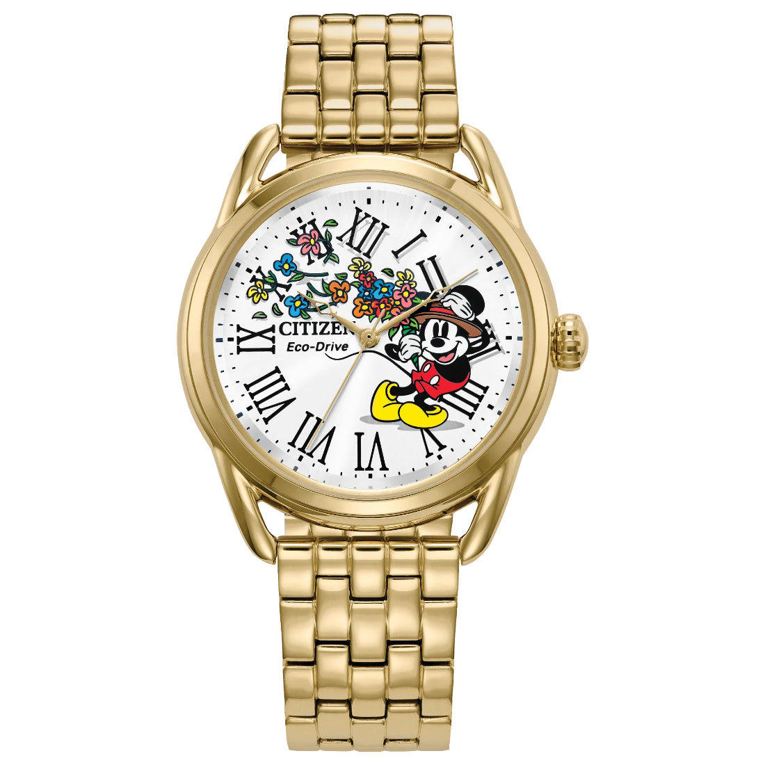 Citizen Mickey Classic Women's Gold-tone Bracelet Eco-Drive Watch - FE7093-57W