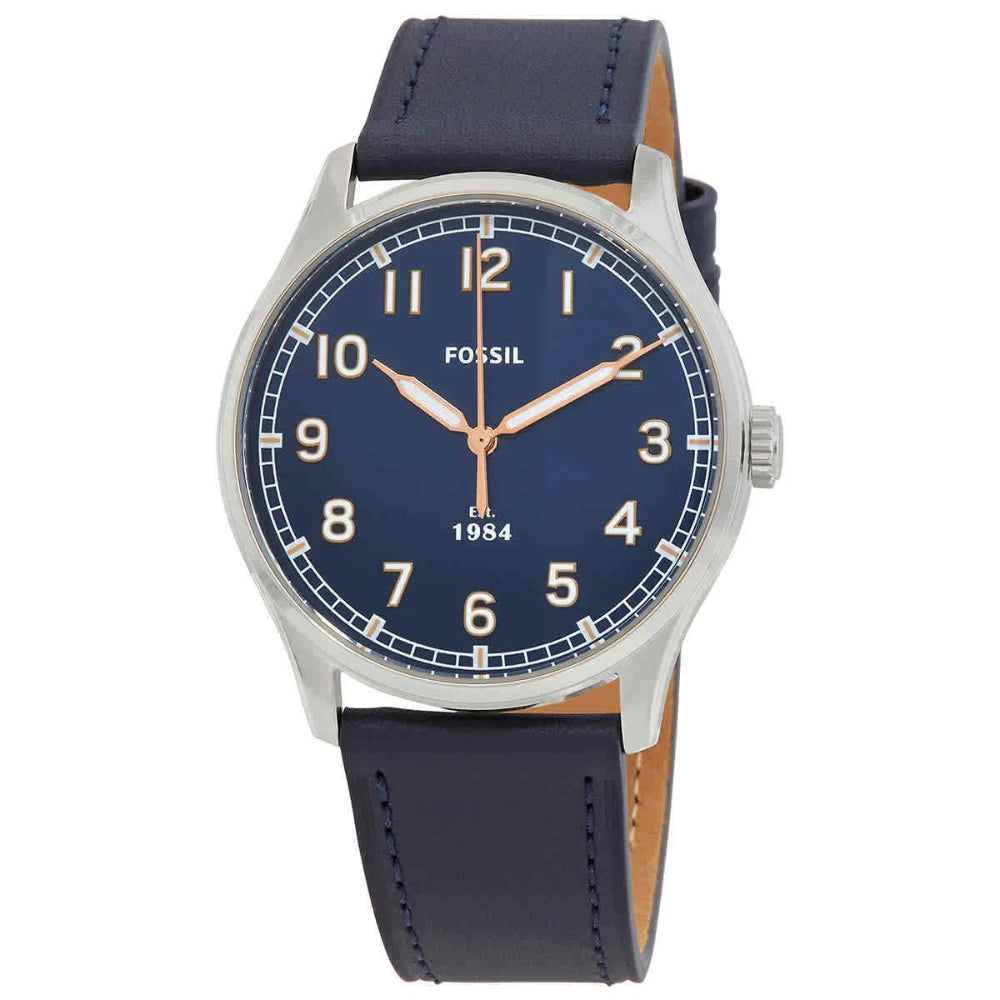 Fossil Men's FS5924 Navy Leather Watch