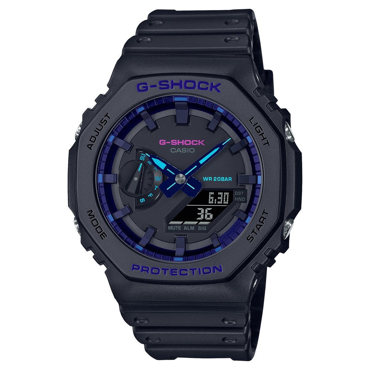 Casio G-SHOCK 2100 Series / Virtual Blue Series / GA-2100 Collection Men's Black Strap Quartz Watch - GA2100VB-1A