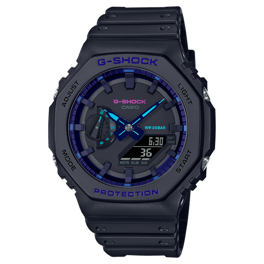 Casio G-SHOCK 2100 Series / Virtual Blue Series / GA-2100 Collection Men's Black Strap Quartz Watch - GA2100VB-1A