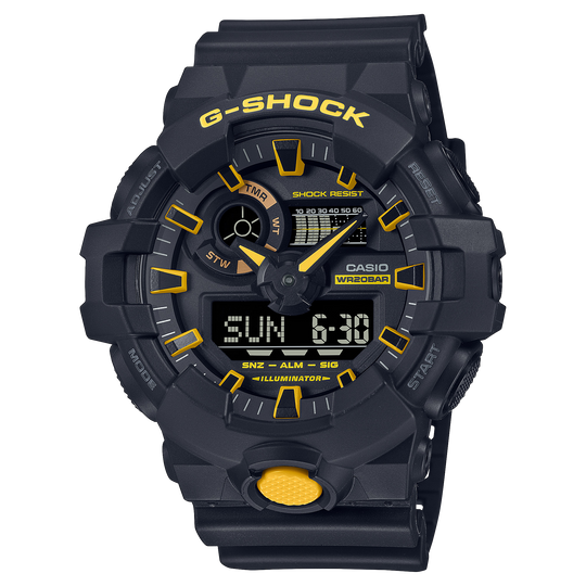 Casio G-SHOCK GA-700 Series / Caution Yellow Collection Men's Black Strap Quartz Watch - GA700CY-1A