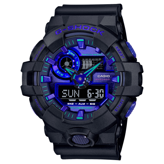 Casio G-SHOCK GA-700 Series / Virtual Blue Series Men's Black Strap Quartz Watch - GA700VB-1A