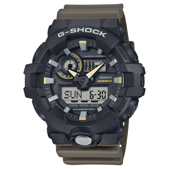 Casio G-Shock Icon Utility Series / GA-710 Series Men's Green Strap Quartz Watch - GA710TU-1A3