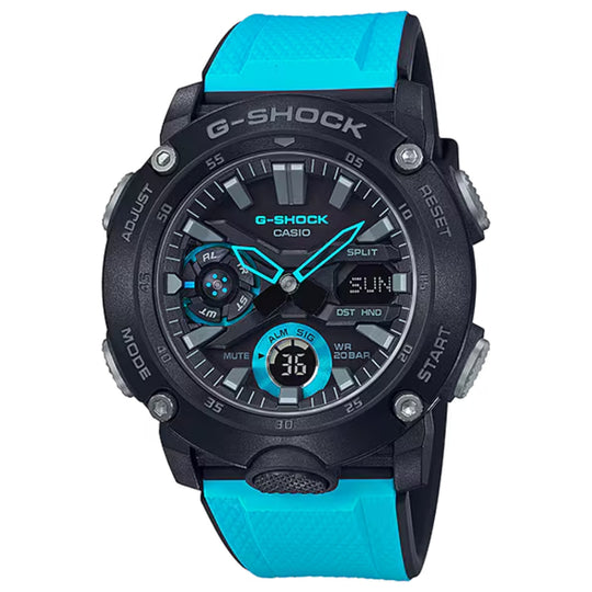 Casio G-Shock GA-2000 Series Men's Blue and Black Strap Quartz Watch - GA2000-1A2