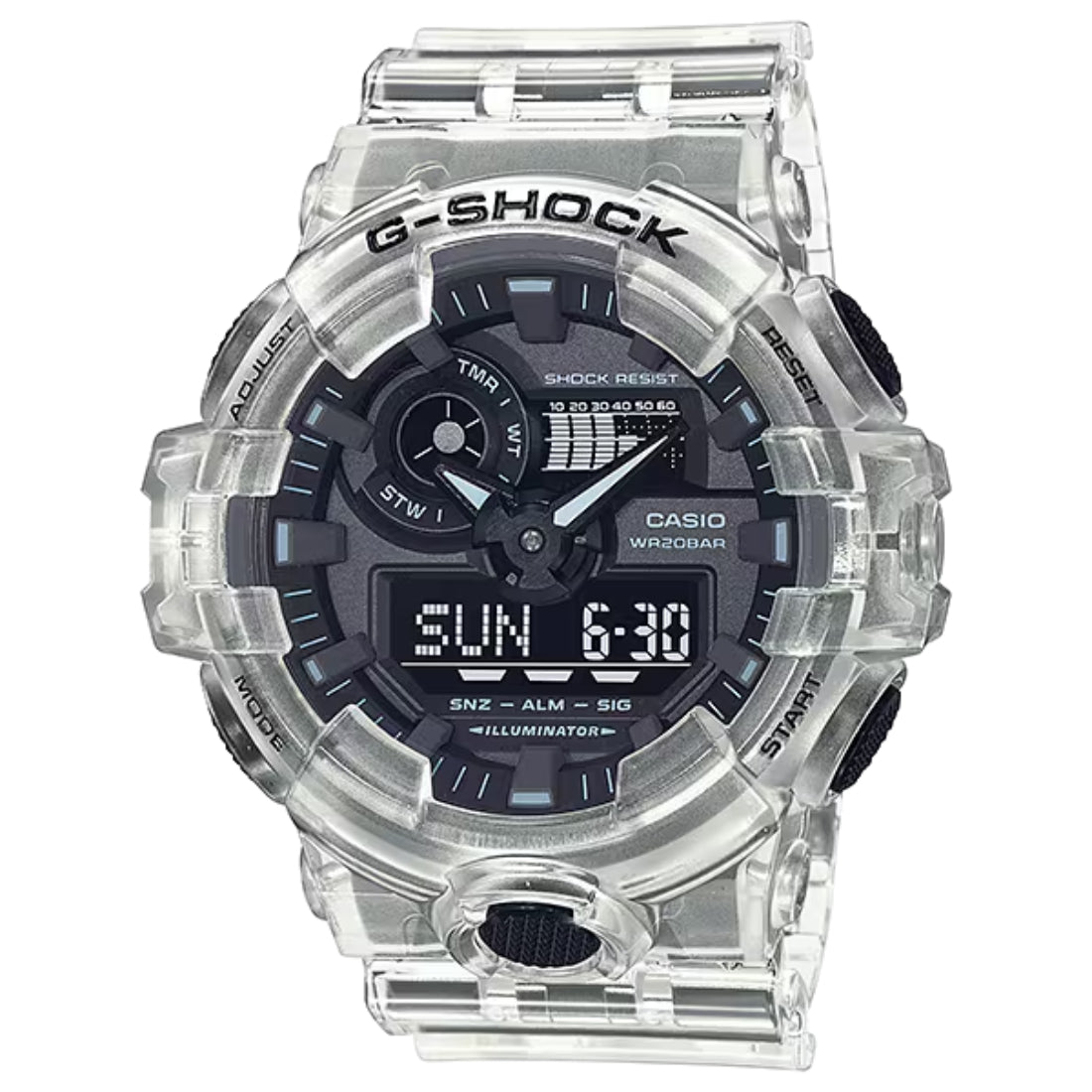 Casio G-Shock 700 Series / GA-700 Series Men's Transparent White Strap Quartz Watch - GA700SKE-7A