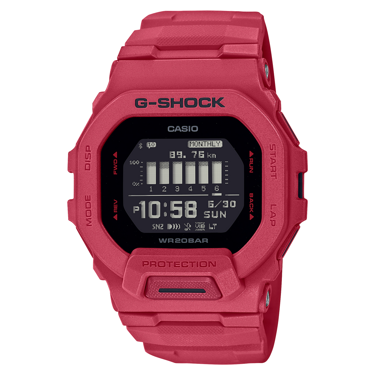 Casio G-SHOCK G-SQUAD RED OUT Series (GBD-200 Series) Men's Red Strap Quartz Watch - GBD200RD-4