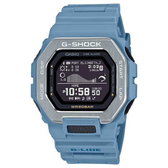 Casio G-SHOCK G-LIDE GBX-100 Series Men's Light Blue-Gray Strap Quartz Watch - GBX100-2A