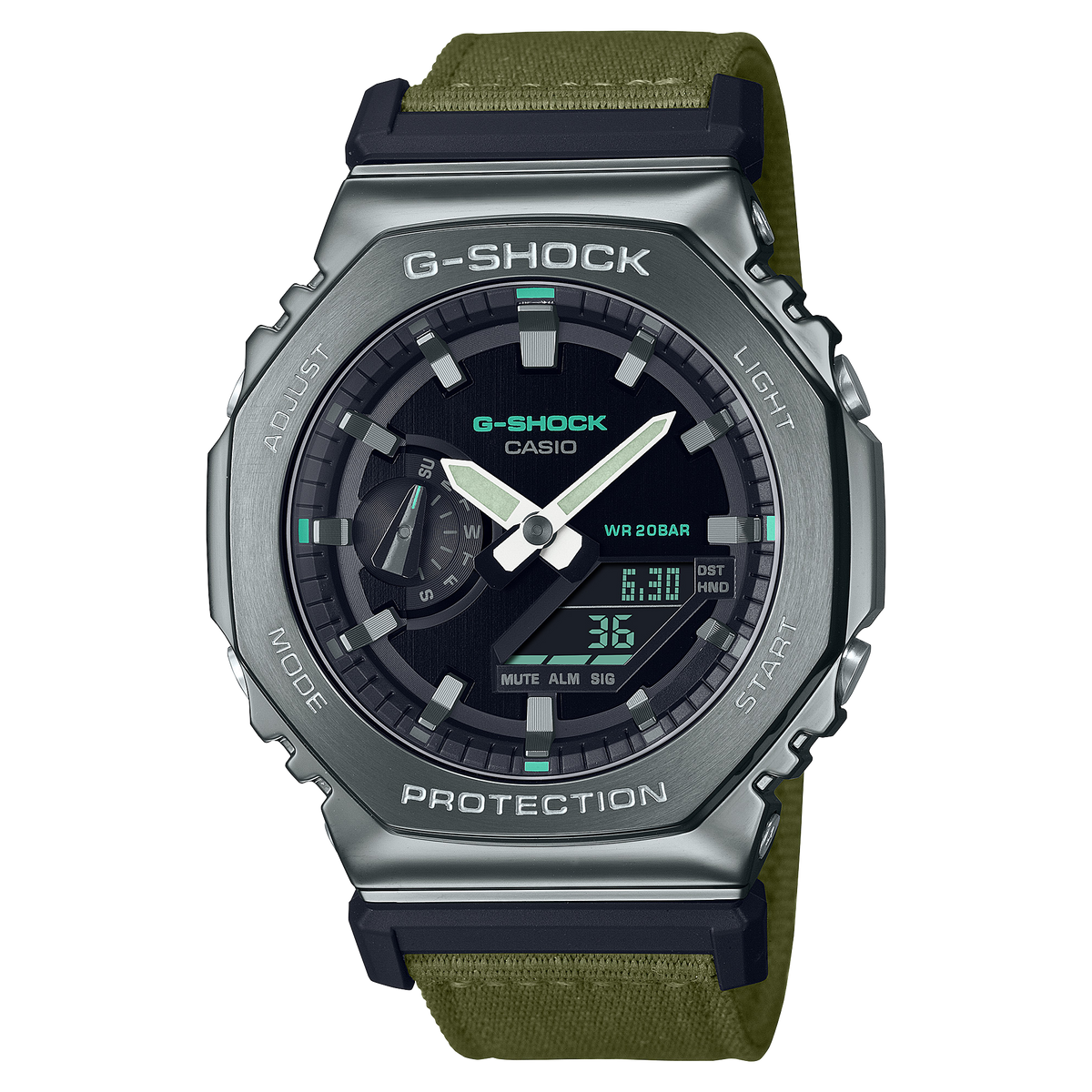 Casio G-Shock G-STEEL 2100 Series / Utility Metal Collection / GM-2100 Series Men's Green Strap Quartz Watch - GM2100CB-3A