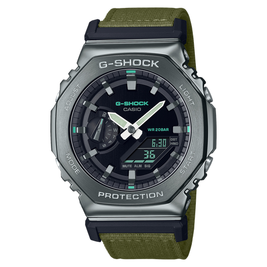 Casio G-Shock G-STEEL 2100 Series / Utility Metal Collection / GM-2100 Series Men's Green Strap Quartz Watch - GM2100CB-3A