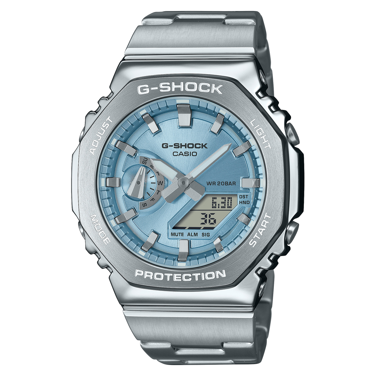 Casio G-STEEL 2100 Series / GM-2110D Series Men's Silver Bracelet Quartz Watch - GM2110D-2A