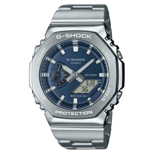 Casio G-SHOCK 2100 Series / G-STEEL / GM-2110D Collection Men's Silver Bracelet Quartz Watch - GM2110D-2B