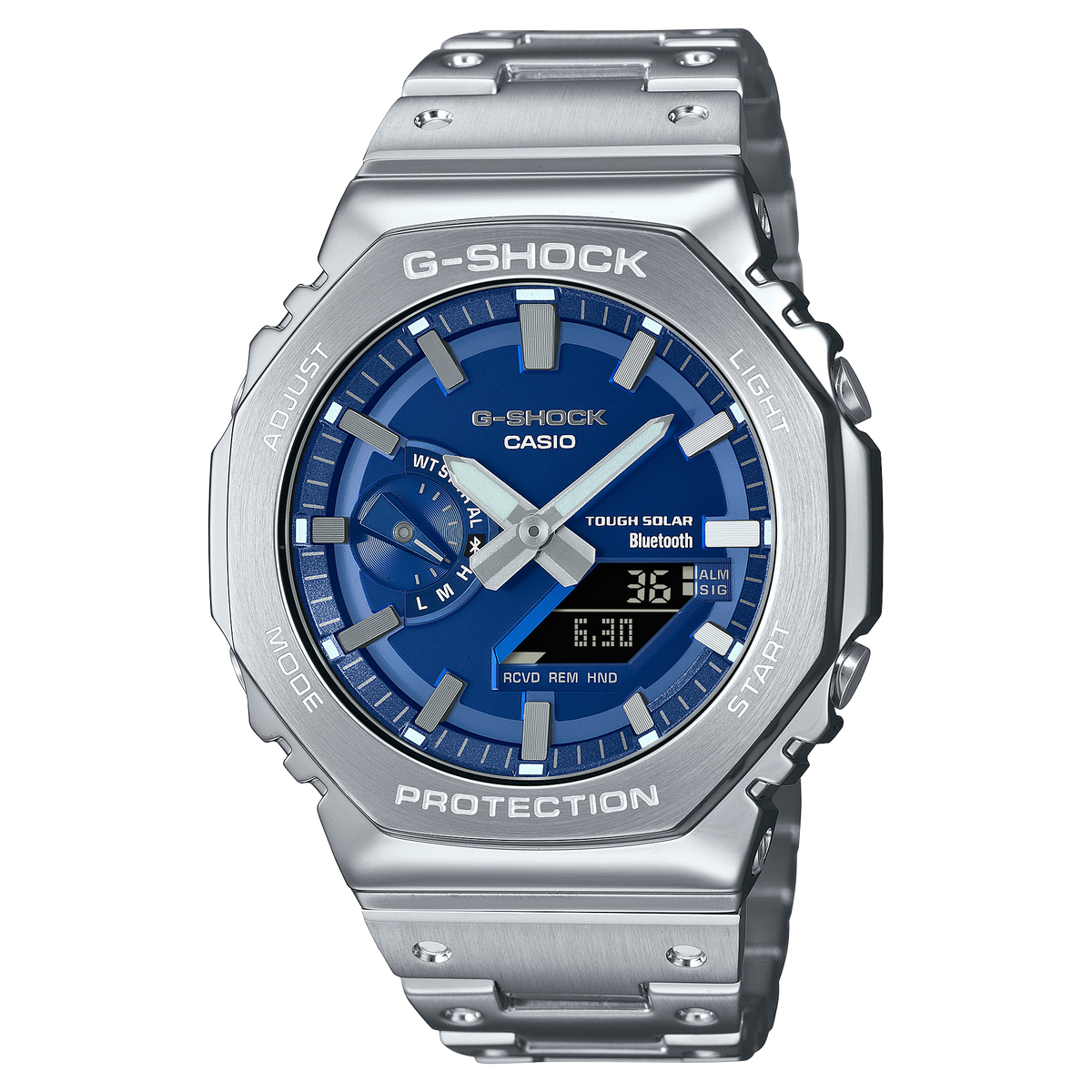 Casio G-SHOCK Full Metal 2100 Series (GM-B2100 Collection) Men's Silver Bracelet Quartz Watch - GMB2100AD-2A
